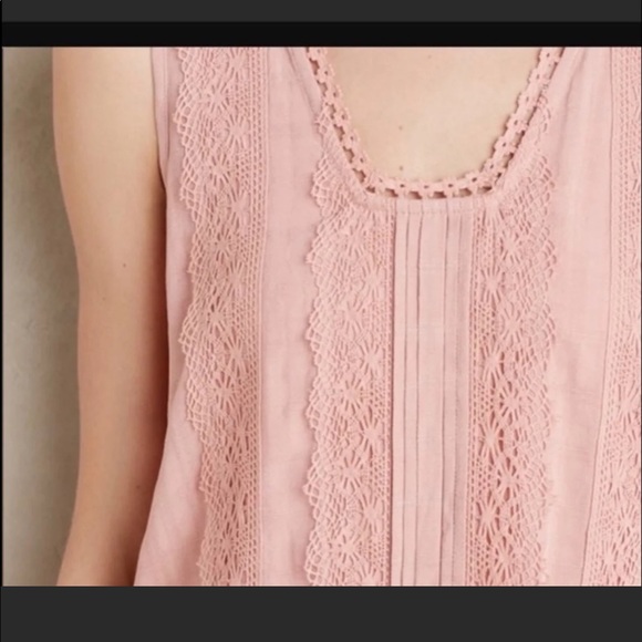 Anthro πΏ Vanessa Virginia Pink Mirabella Lace Top - Picture 8 of 8